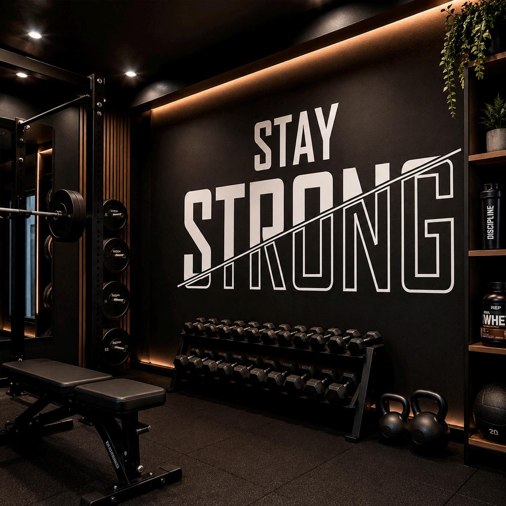 Stay Strong Gym Wall Decal: Large Motivational Quote for Home Gym