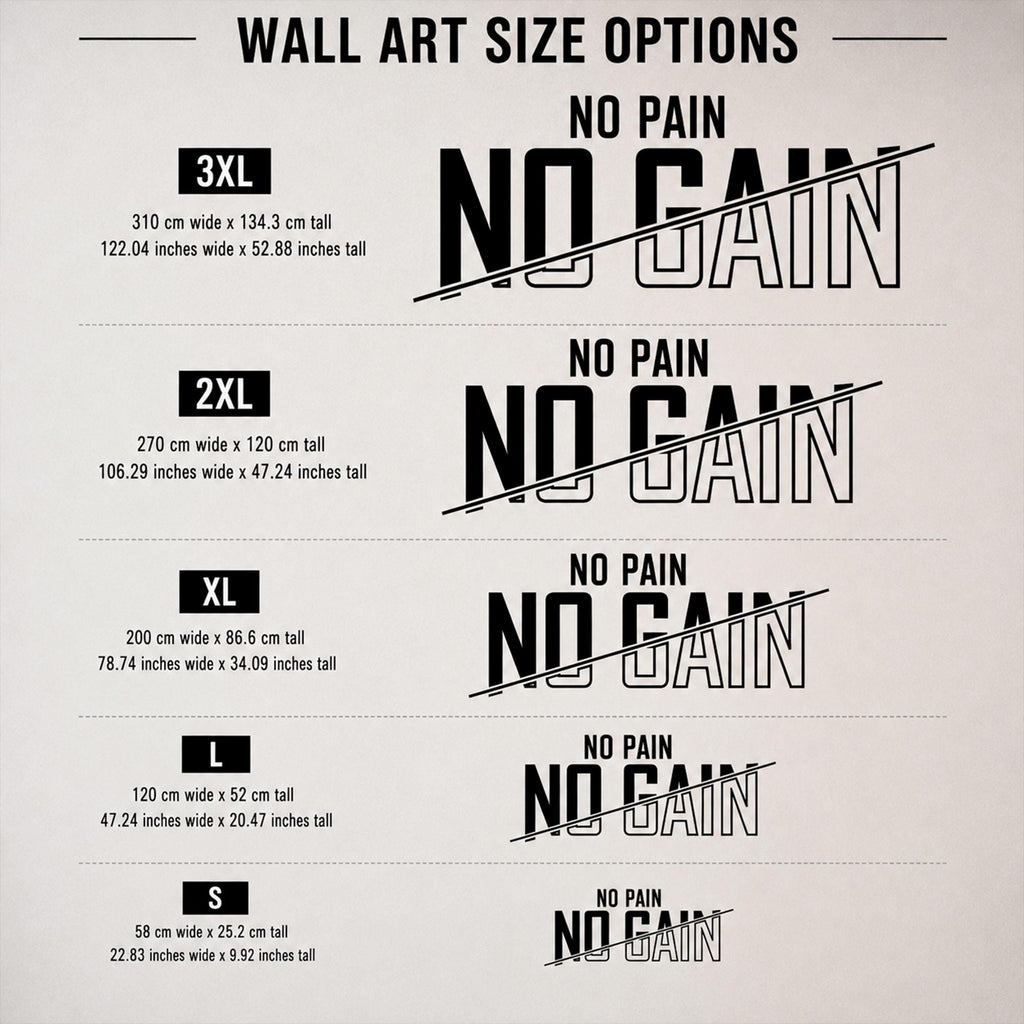 Motivational Gym Wall Decal, "No Pain No Gain" Vinyl Sticker, Home Bodybuilding Art