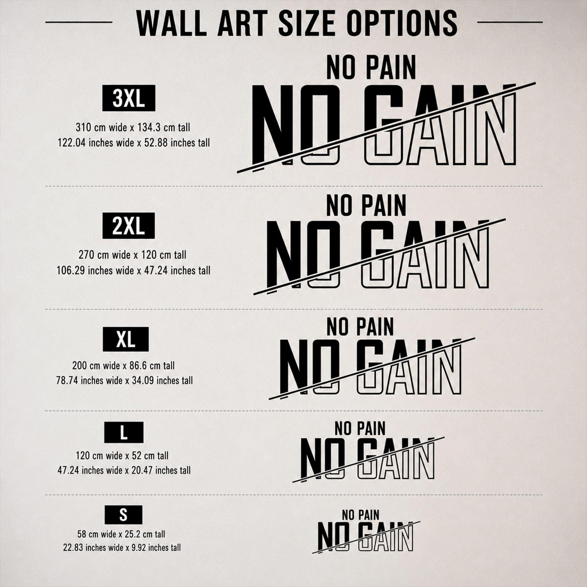 Motivational Gym Wall Decal, "No Pain No Gain" Vinyl Sticker, Home Bodybuilding Art