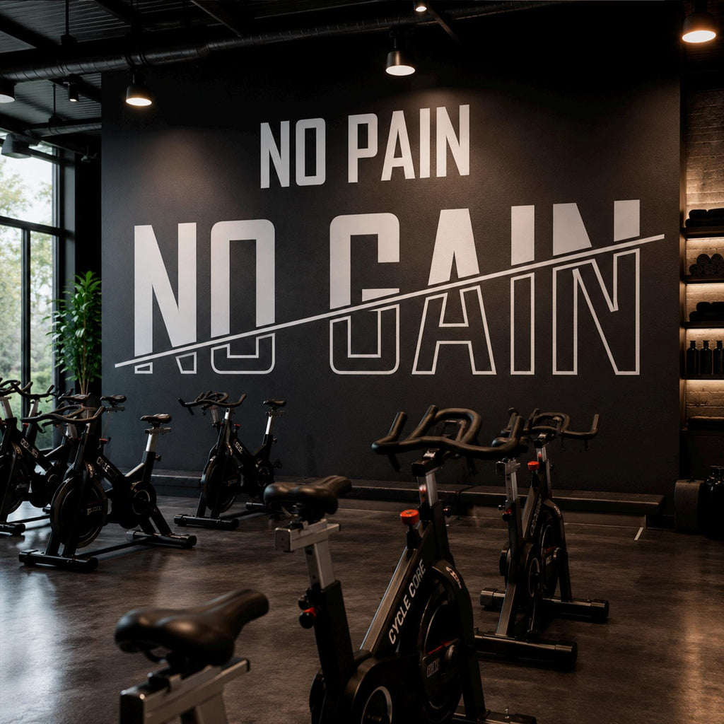 Motivational Gym Wall Decal, "No Pain No Gain" Vinyl Sticker, Home Bodybuilding Art