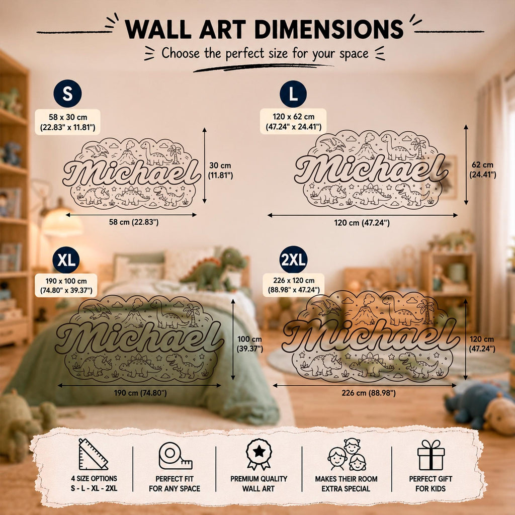 Dinosaur Name Wall Decal for Boys Room, Custom Kids Wall Art, Personalized Dinosaur Nursery Decor, Dino Bedroom Sticker