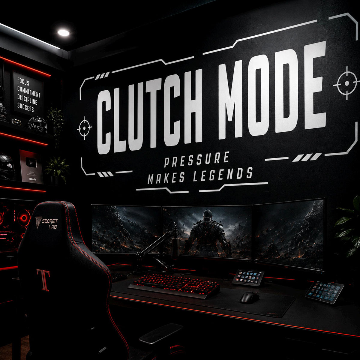 Clutch Mode Gaming Wall Decal, Esports Gamer Room Decor, Streamer Battlestation Sticker