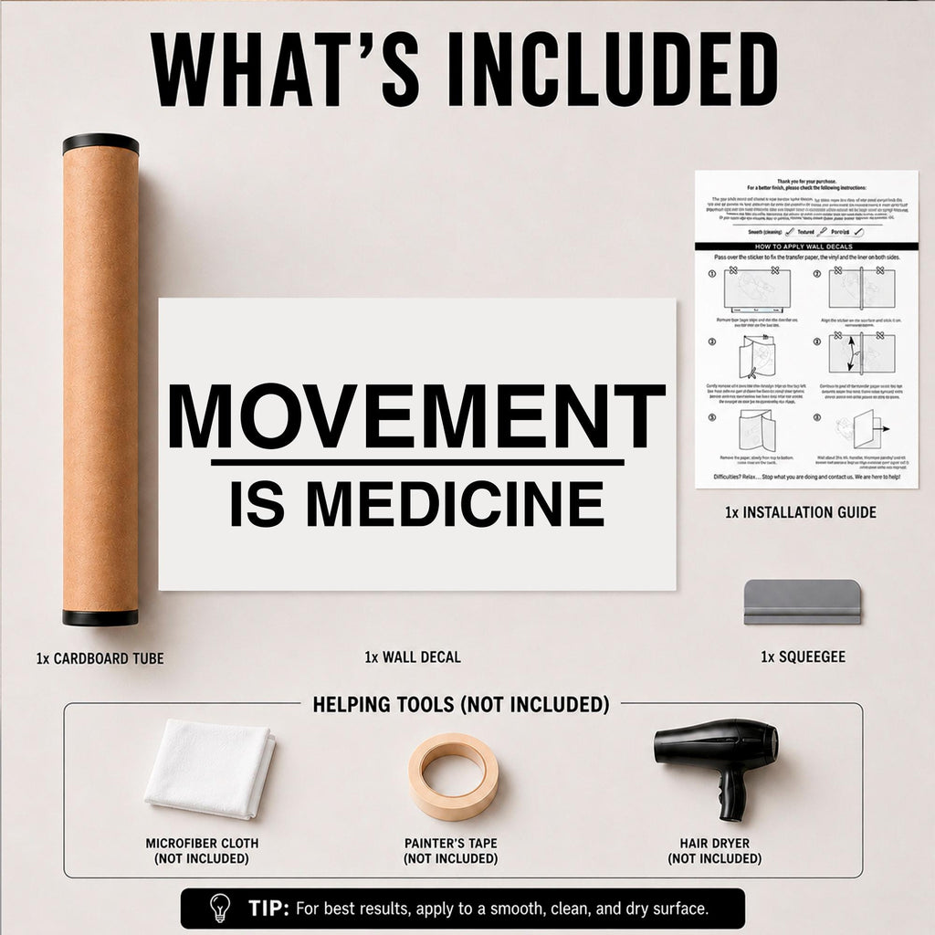 Movement is Medicine Wall Decal, Physical Therapy Office Decor, Chiropractic Pilates Studio Sign, Wellness Yoga Gym Wall Art Quote