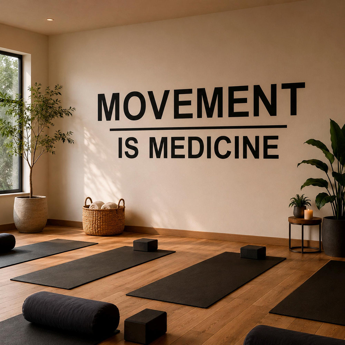 Movement is Medicine Wall Decal, Physical Therapy Office Decor, Chiropractic Pilates Studio Sign, Wellness Yoga Gym Wall Art Quote