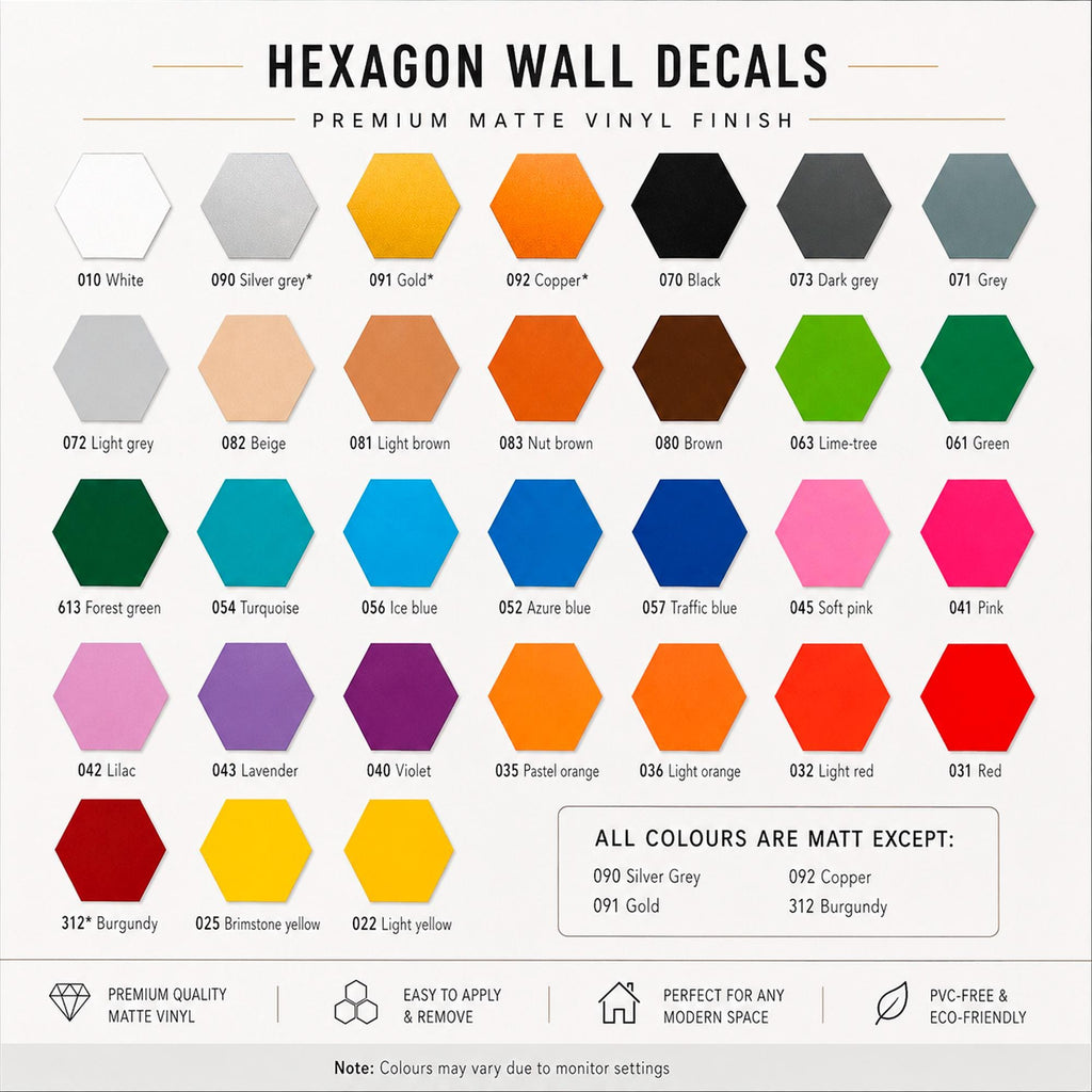 Hexagon Wall Decals, Removable Geometric Wall Stickers, Mid Century Modern Home Decor, Custom Vinyl Art, Office Wall Decor