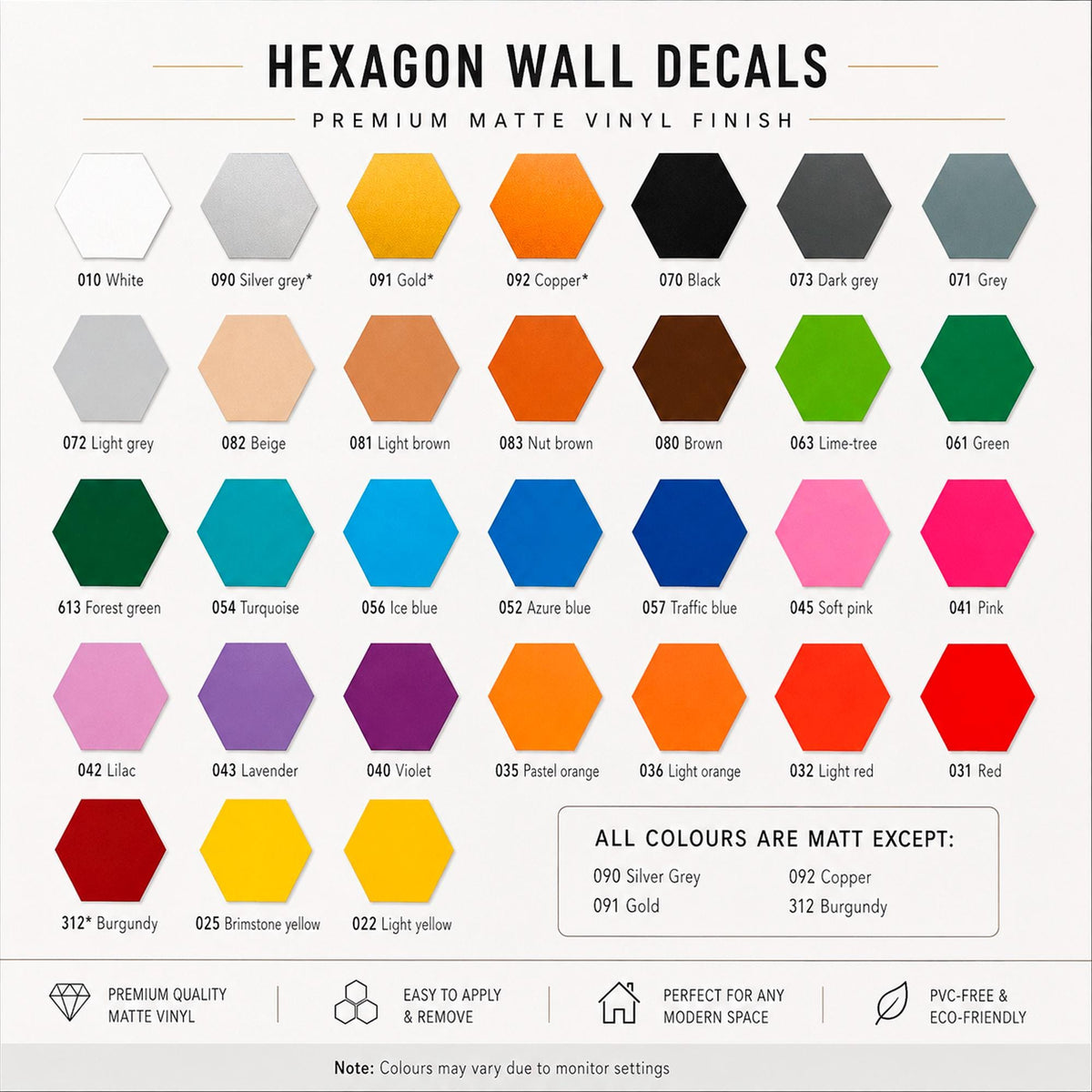 Hexagon Wall Decals, Removable Geometric Wall Stickers, Mid Century Modern Home Decor, Custom Vinyl Art, Office Wall Decor