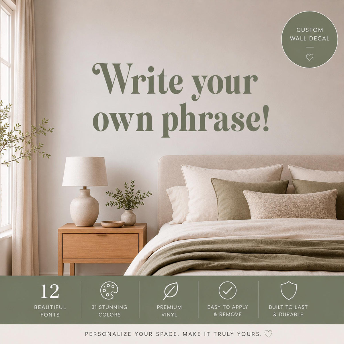 Custom Vinyl Wall Decal, Personalized Quote Sticker, Matte Finish Office Decor Sign