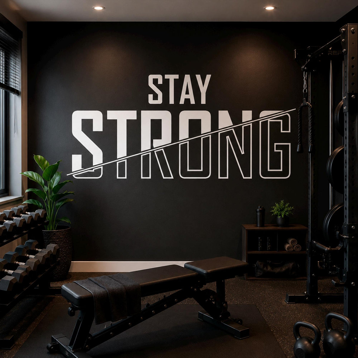 Stay Strong Gym Wall Decal: Large Motivational Quote for Home Gym