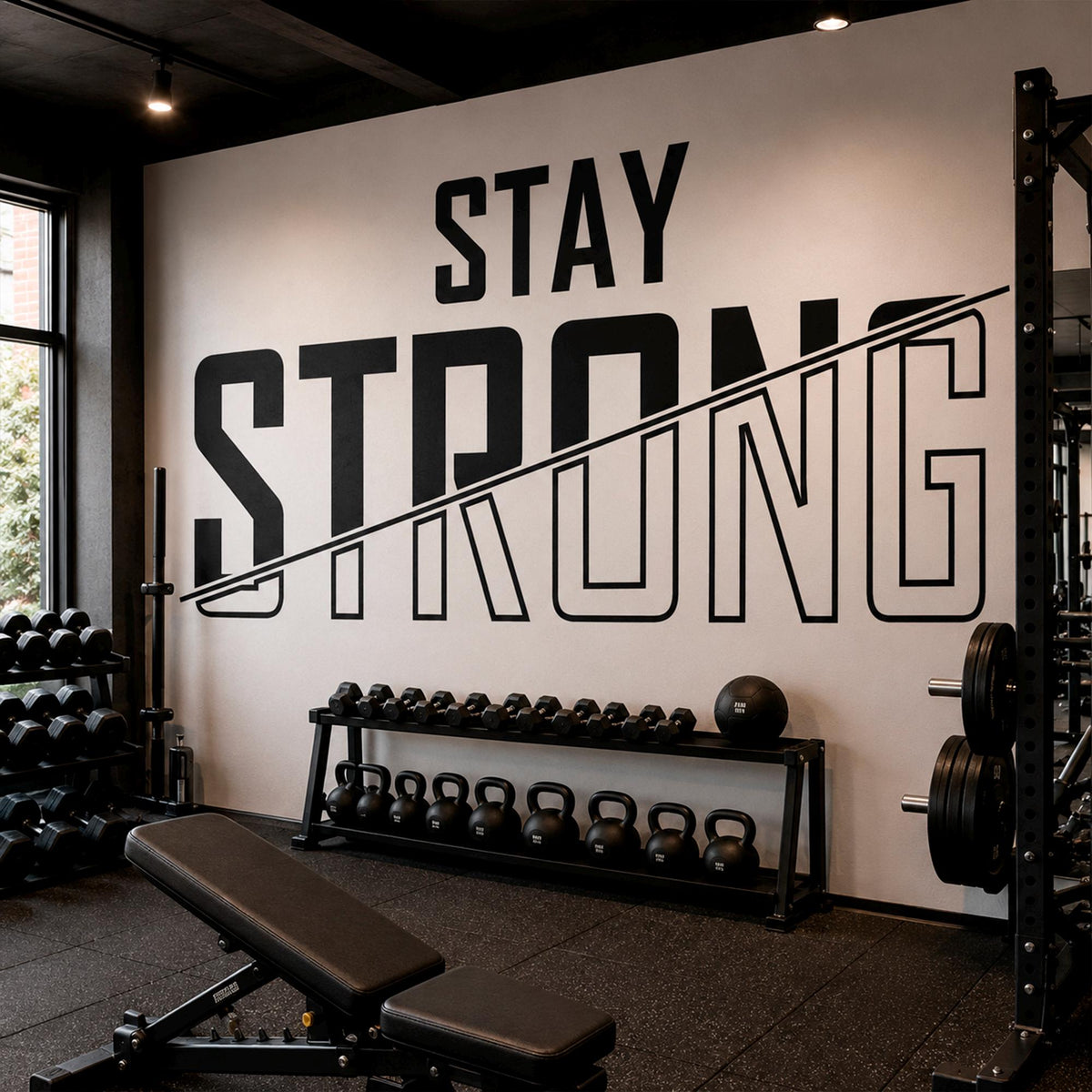 Stay Strong Gym Wall Decal: Large Motivational Quote for Home Gym