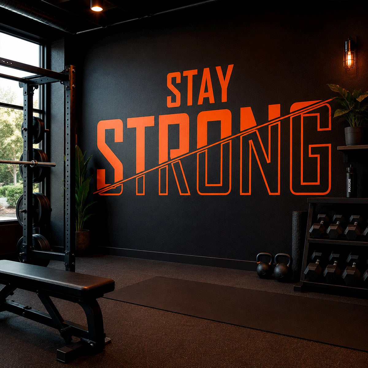 Stay Strong Gym Wall Decal: Large Motivational Quote for Home Gym