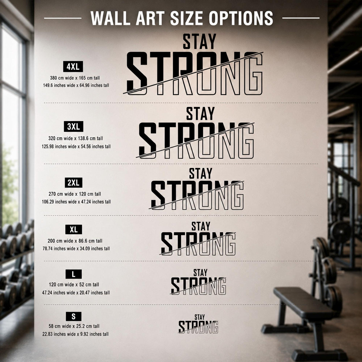 Stay Strong Gym Wall Decal: Large Motivational Quote for Home Gym