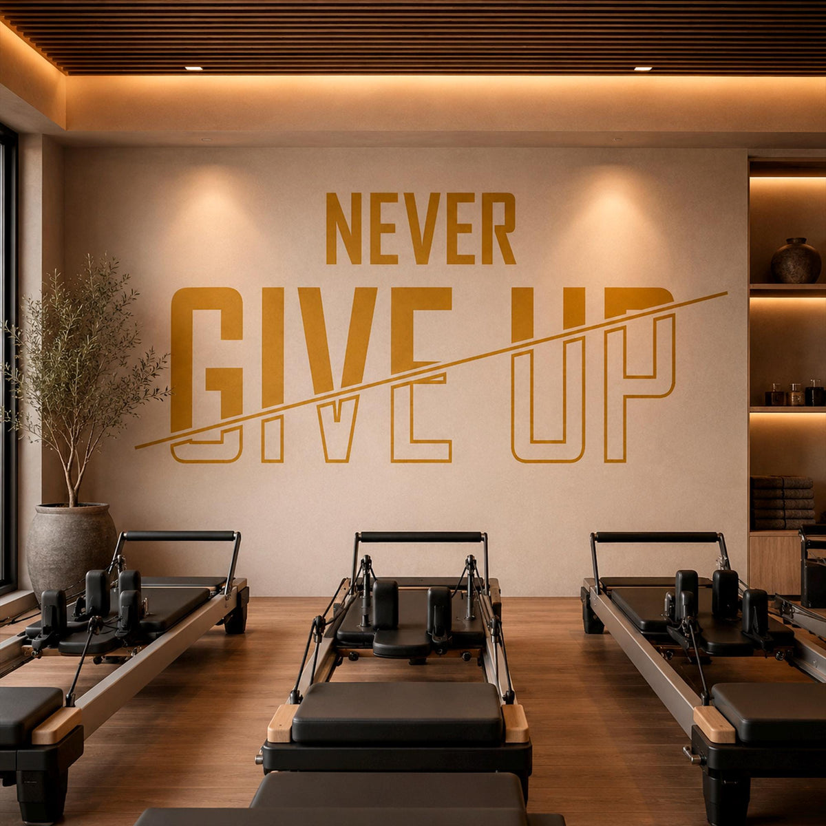 Never Give Up Gym Wall Decal: Motivational Quote for Home Gym