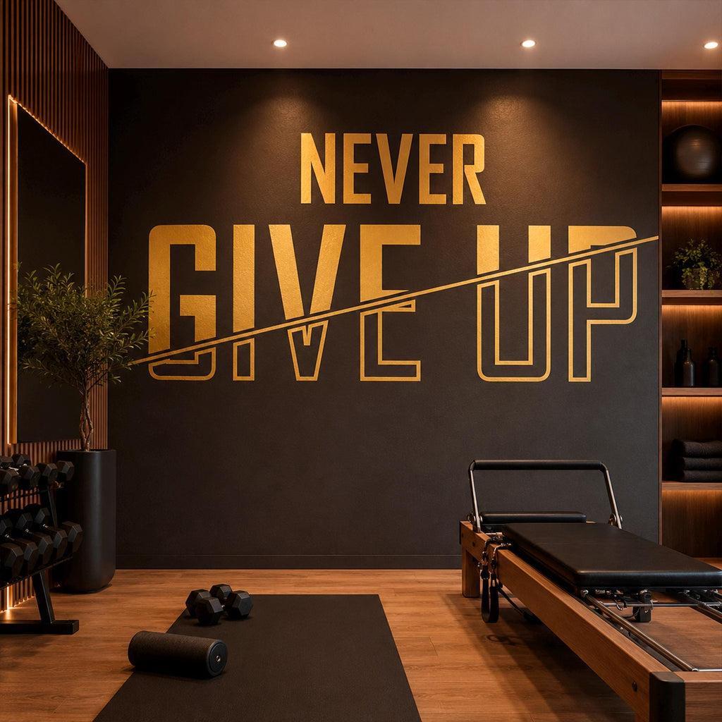Never Give Up Gym Wall Decal: Motivational Quote for Home Gym