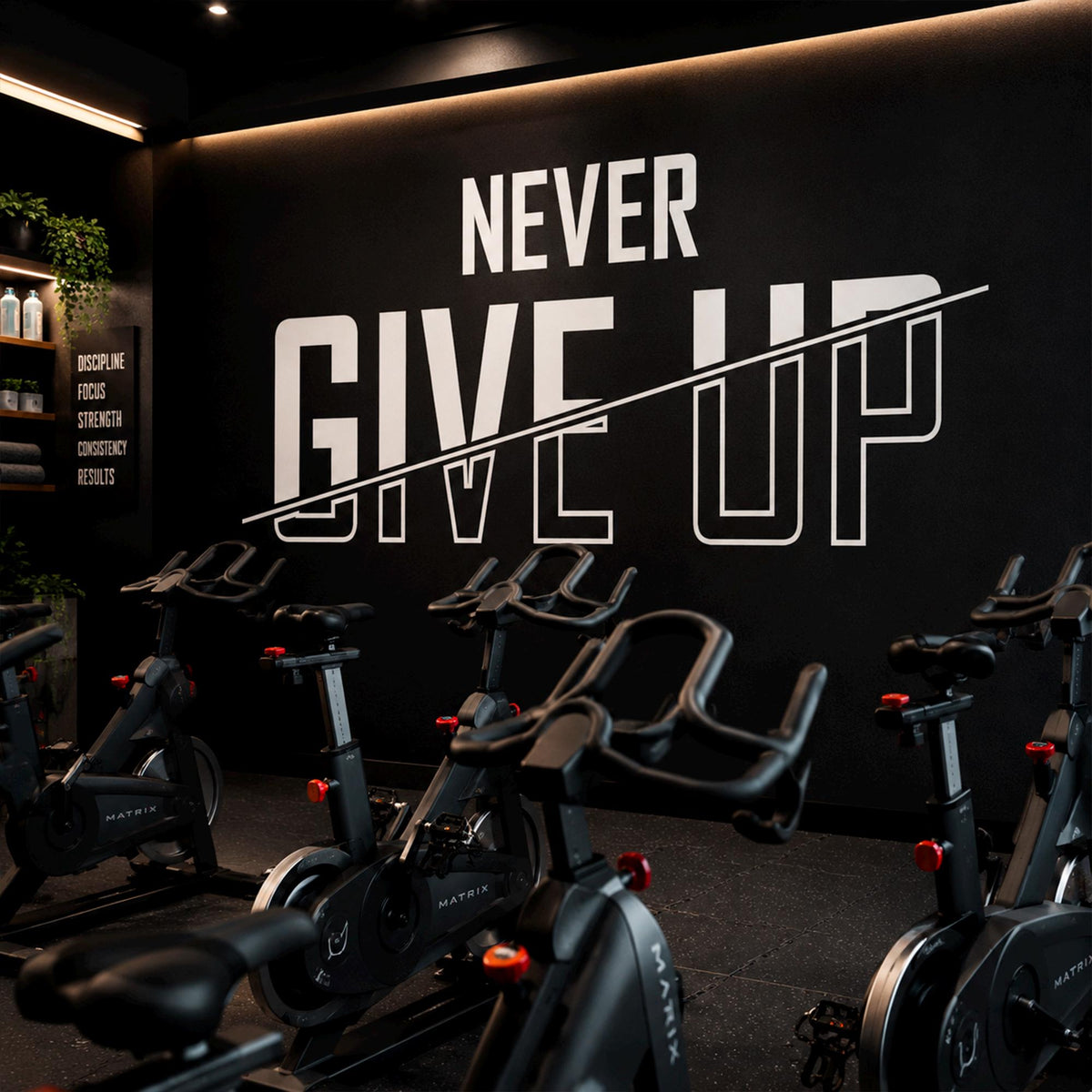 Never Give Up Gym Wall Decal: Motivational Quote for Home Gym