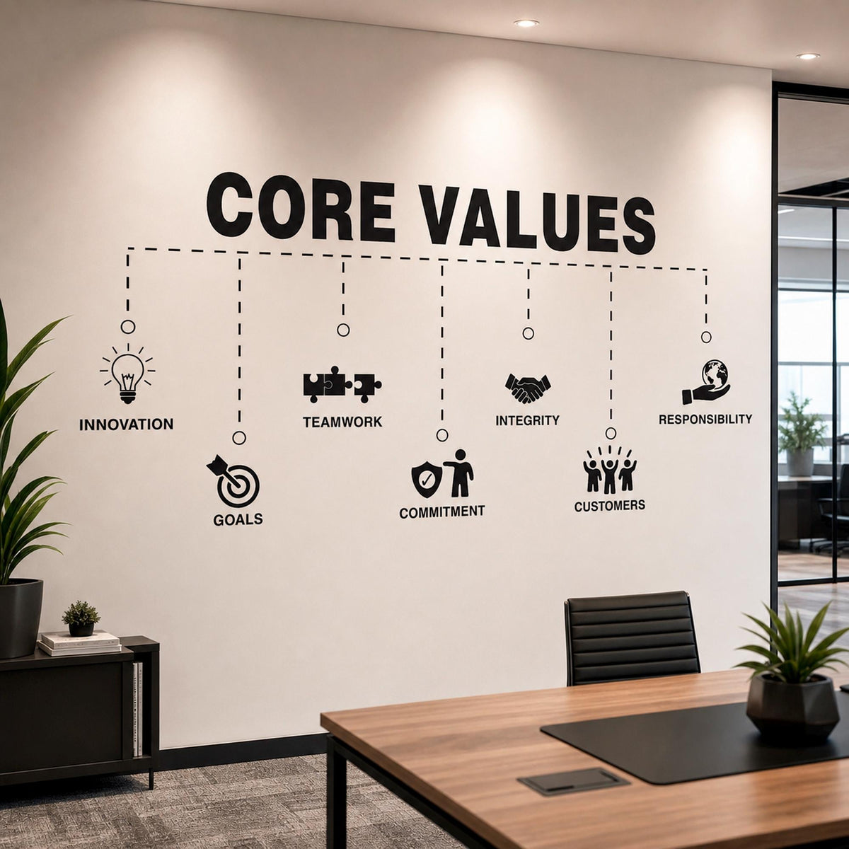 Core Values Office Wall Decal: Custom Team Mission Statement Sign