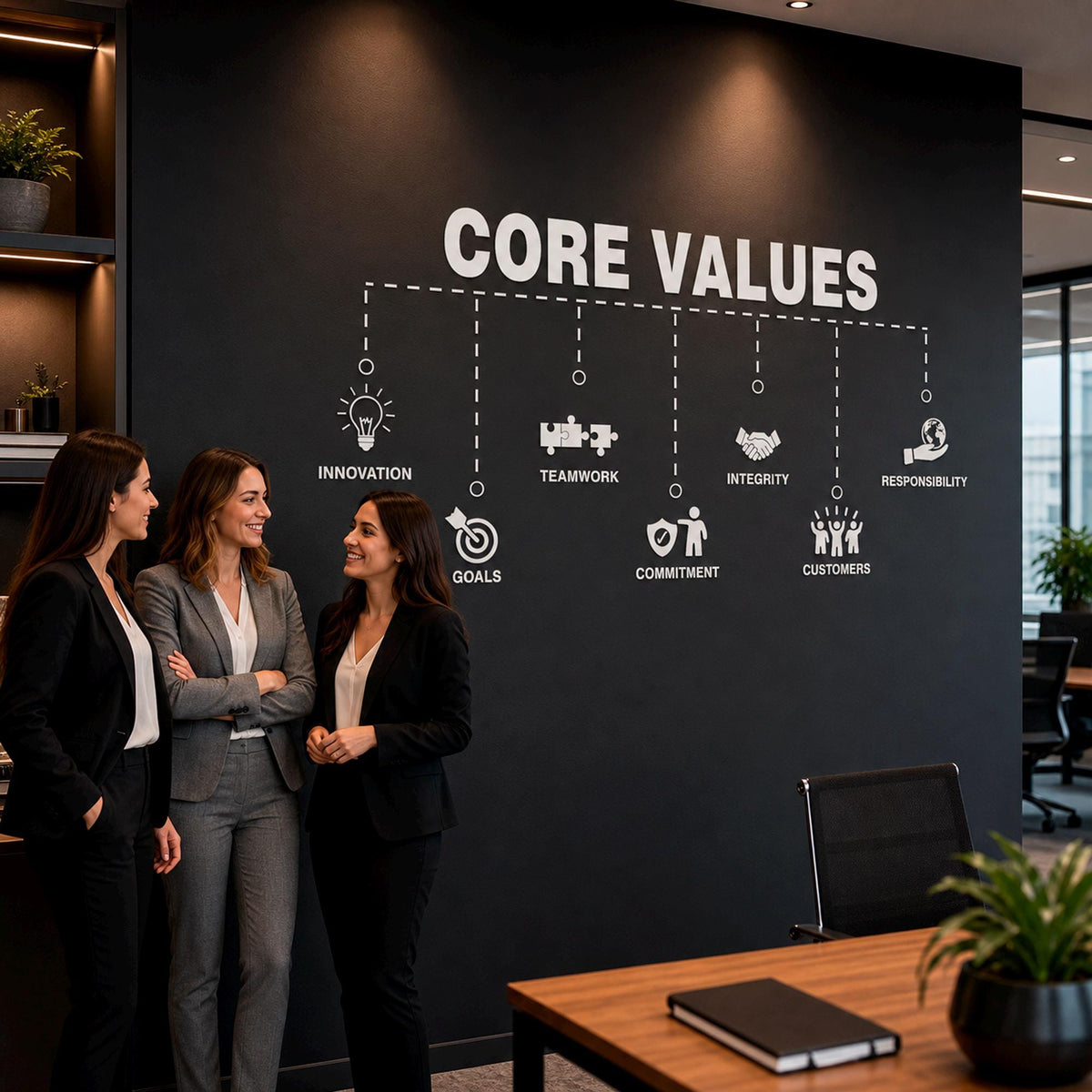 Core Values Office Wall Decal: Custom Team Mission Statement Sign