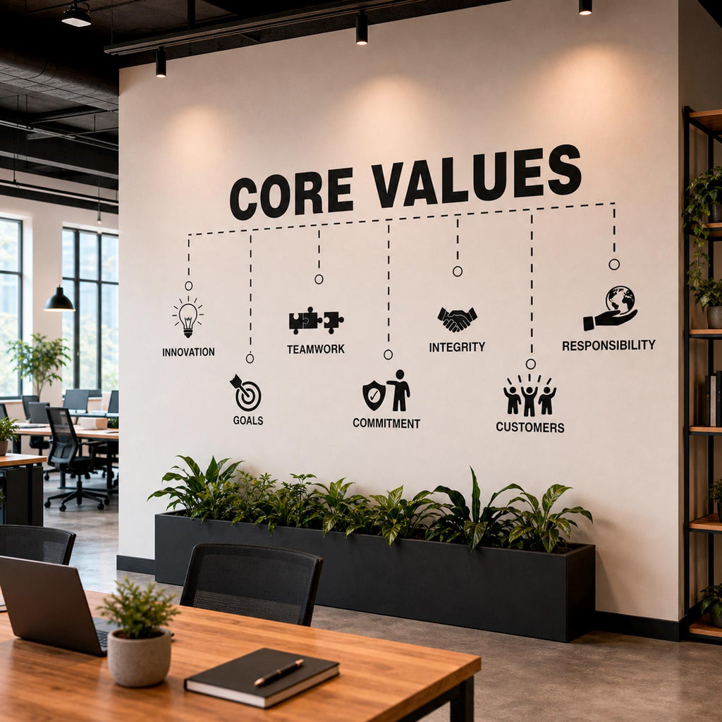 Core Values Office Wall Decal: Custom Team Mission Statement Sign