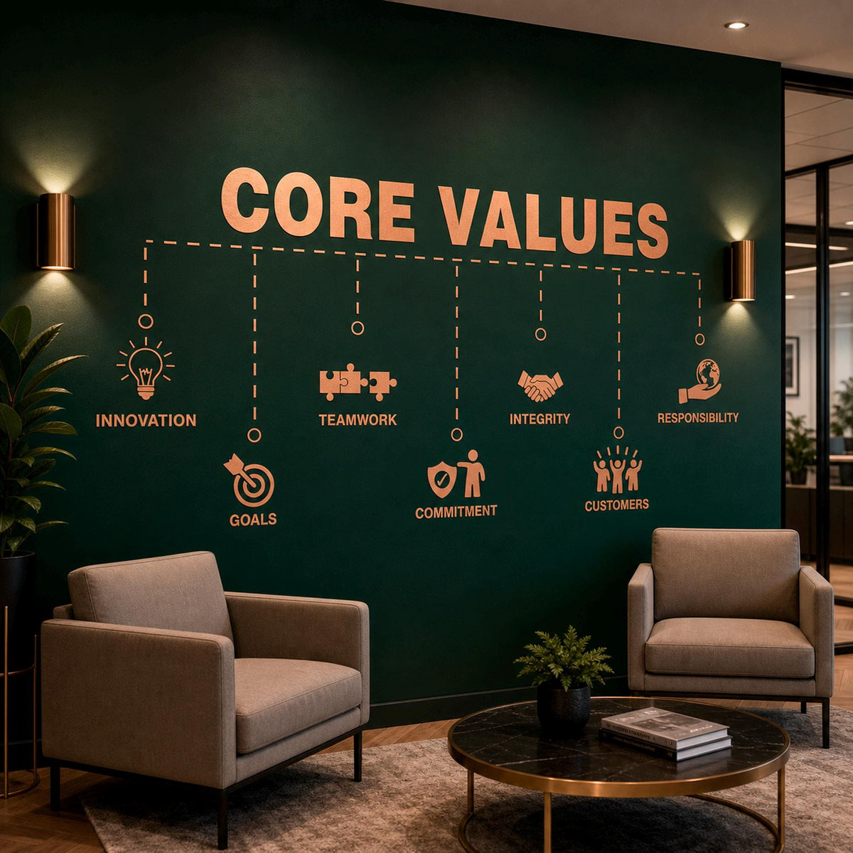 Core Values Office Wall Decal: Custom Team Mission Statement Sign