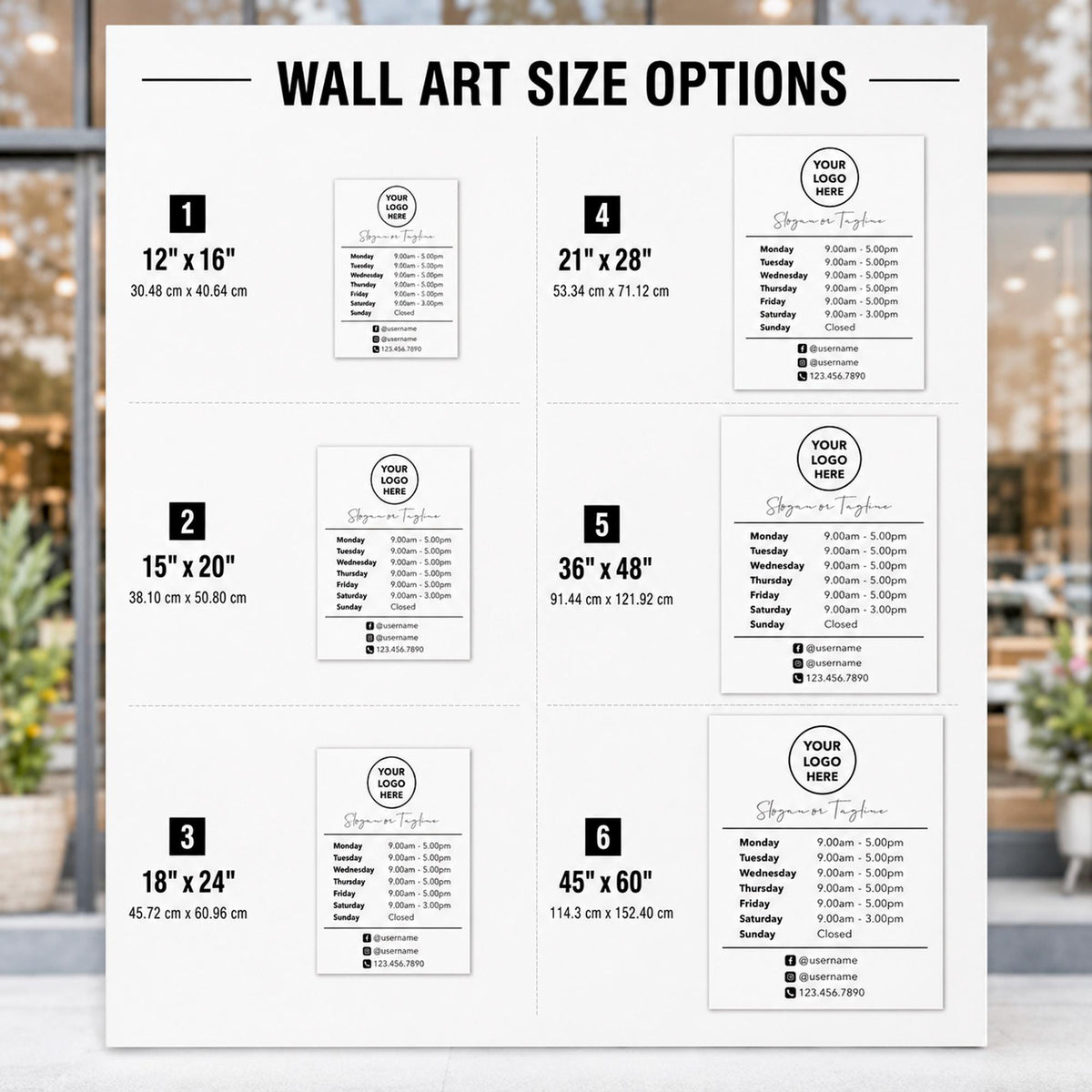 Custom Business Hours Decal, Storefront Window Sign, Vinyl Lettering with Logo