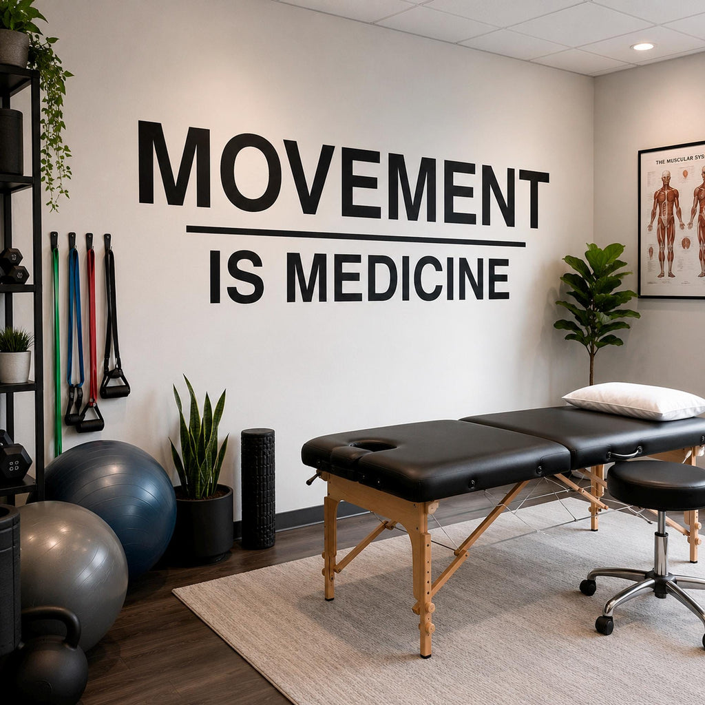Movement is Medicine Wall Decal, Physical Therapy Office Decor, Chiropractic Pilates Studio Sign, Wellness Yoga Gym Wall Art Quote