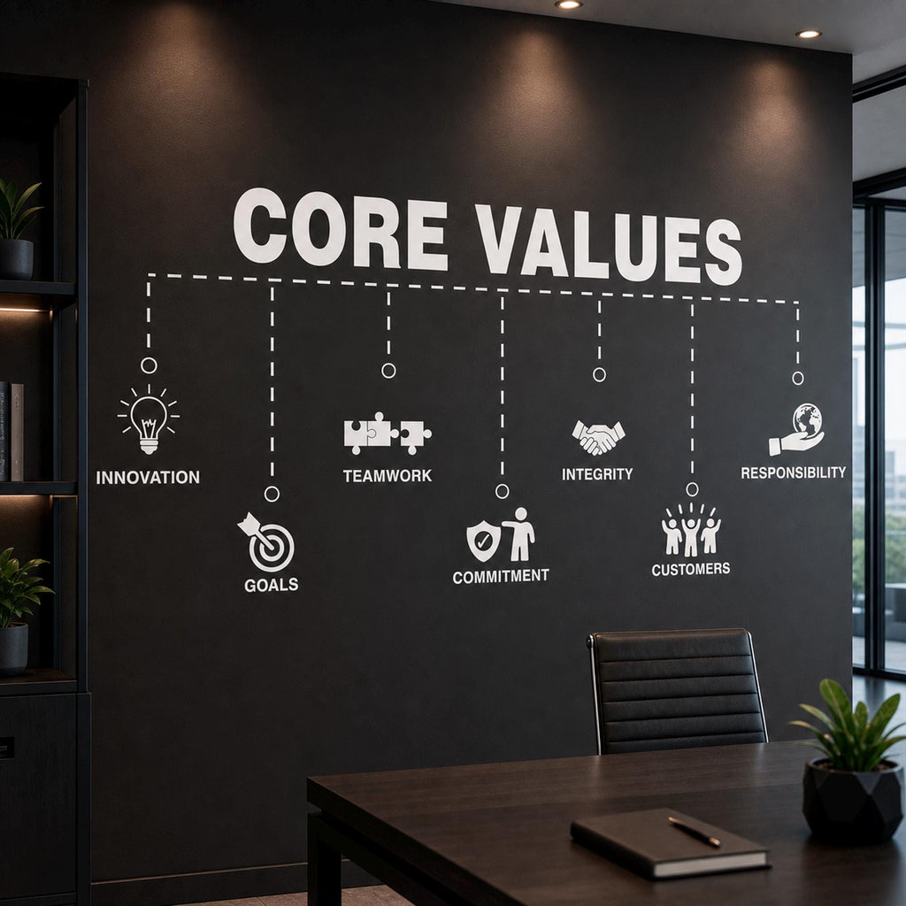 Core Values Office Wall Decal: Custom Team Mission Statement Sign