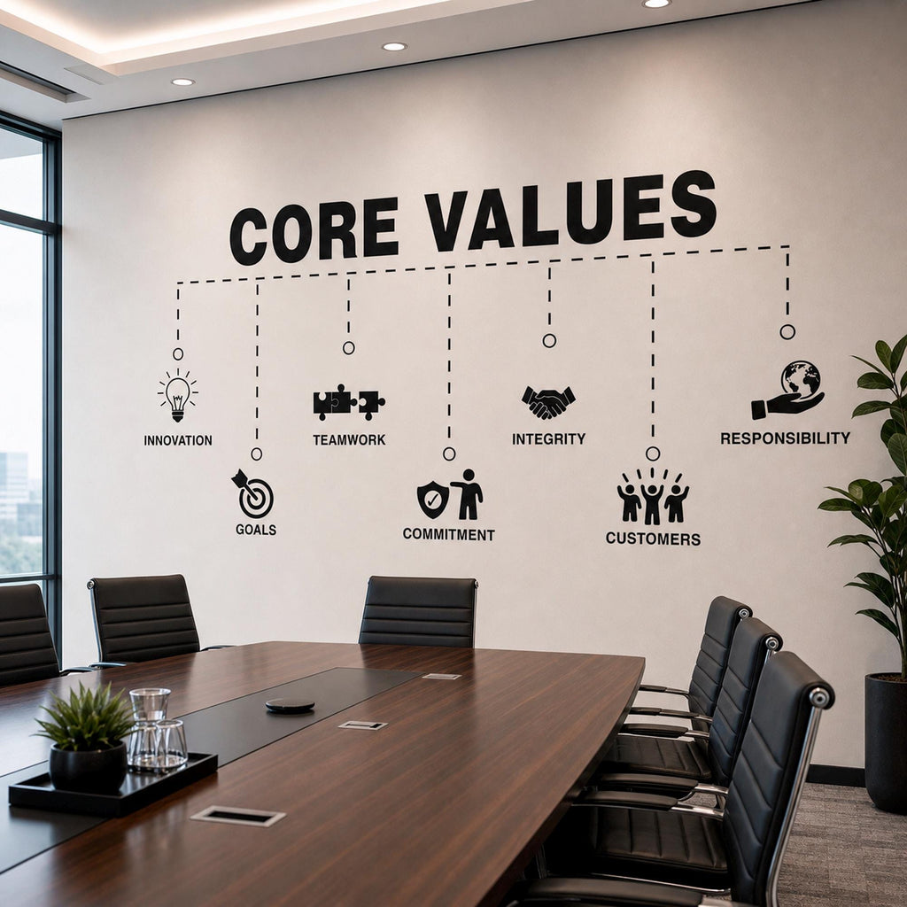 Core Values Office Wall Decal: Custom Team Mission Statement Sign