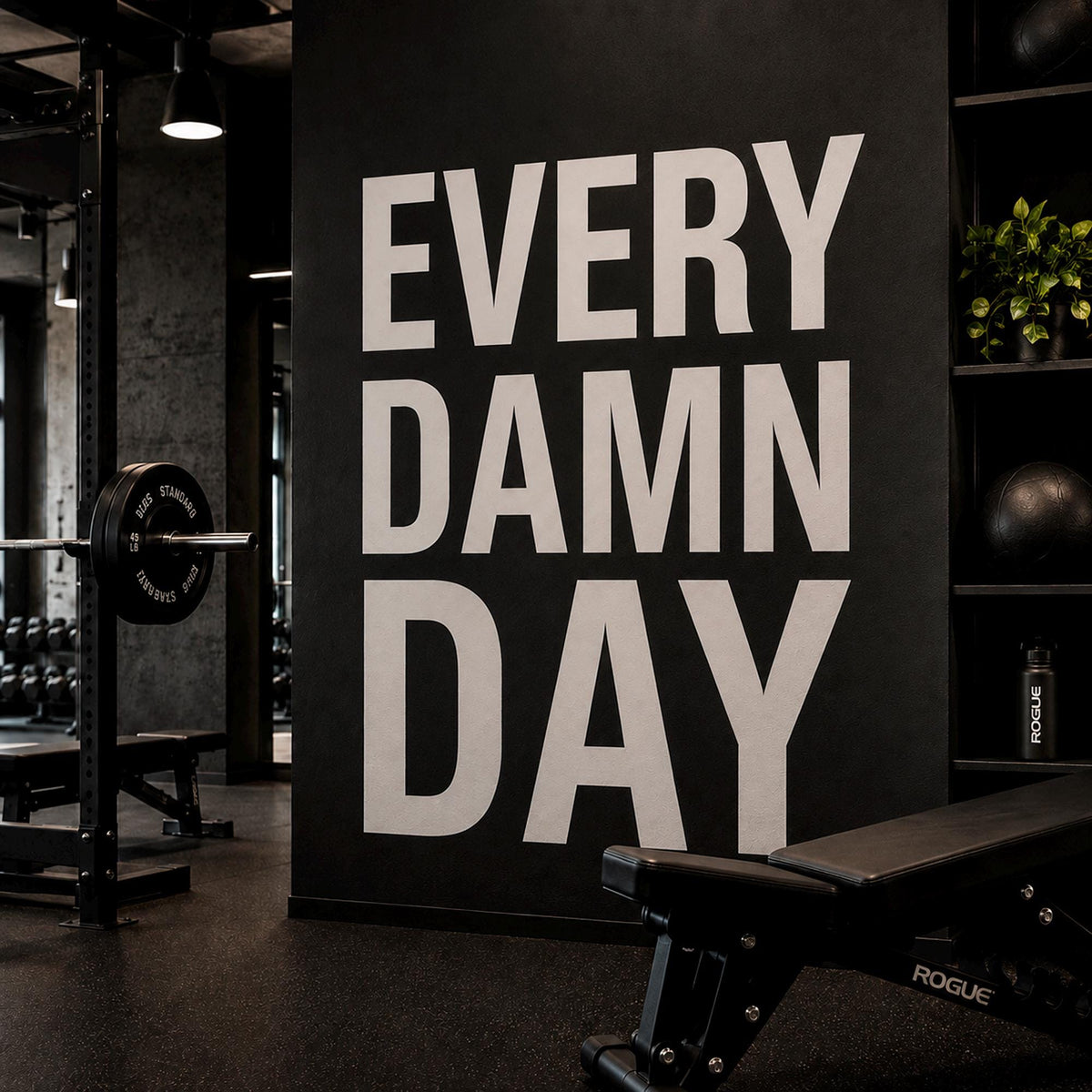 Every Damn Day Gym Wall Decal, Motivational Fitness Quote Sticker, Home Gym Decor, Workout Wall Art, Removable Vinyl Mural