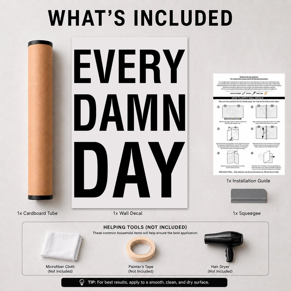 Every Damn Day Gym Wall Decal, Motivational Fitness Quote Sticker, Home Gym Decor, Workout Wall Art, Removable Vinyl Mural