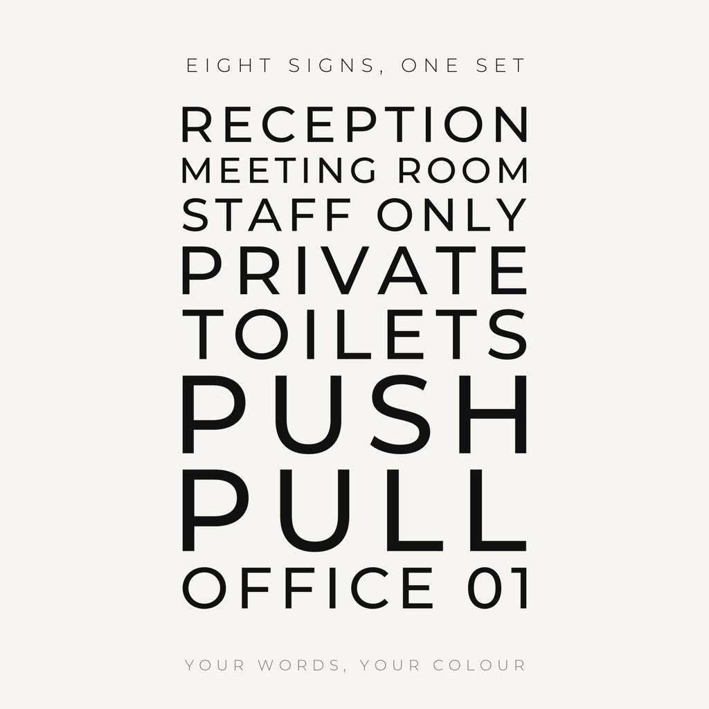 Office Door Sign Set of 8, Custom Vinyl Room Name Decals for Meeting Room, Reception and Staff Doors
