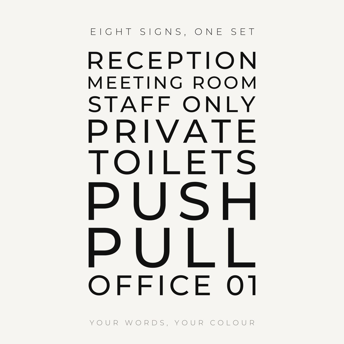Office Door Sign Set of 8, Custom Vinyl Room Name Decals for Meeting Room, Reception and Staff Doors
