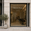 Hair Salon Window Decal, Custom Salon Suite Sign with Name Hours and Instagram, Personalized Vinyl Storefront Lettering