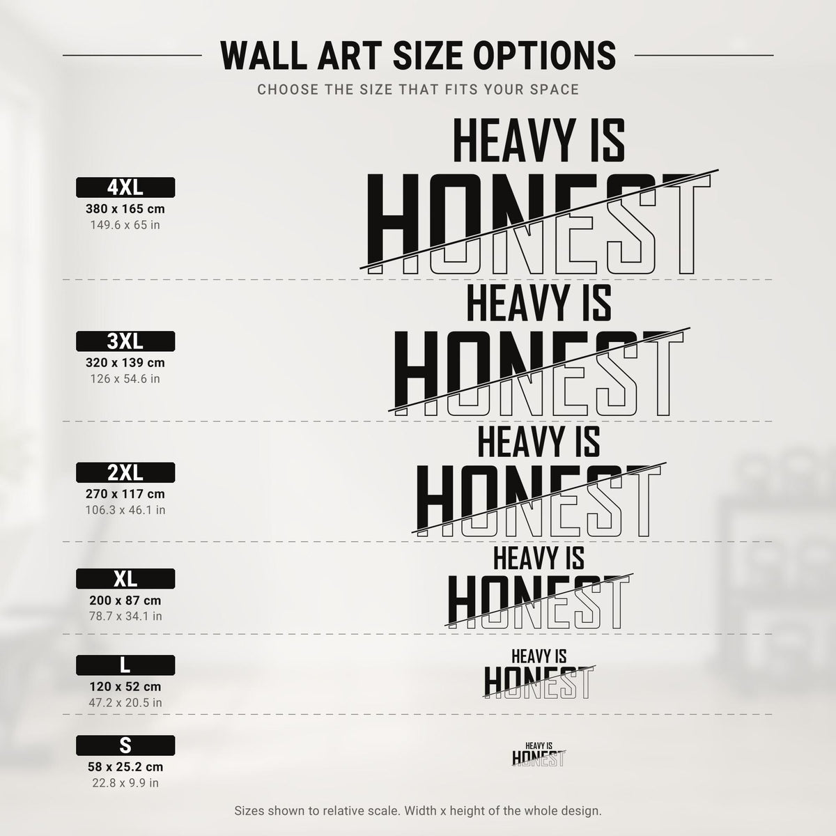Heavy Is Honest Gym Wall Art, Home Gym Sign Vinyl Decal, Garage Gym Decor for Walls, Powerlifting Workout Room Decor