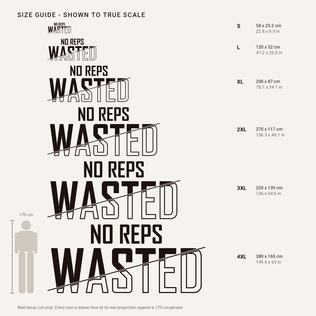 No Reps Wasted Wall Decal, Lift Heavy Gym Sign, Bodybuilding Wall Art, Basement and Garage Gym Vinyl Lettering