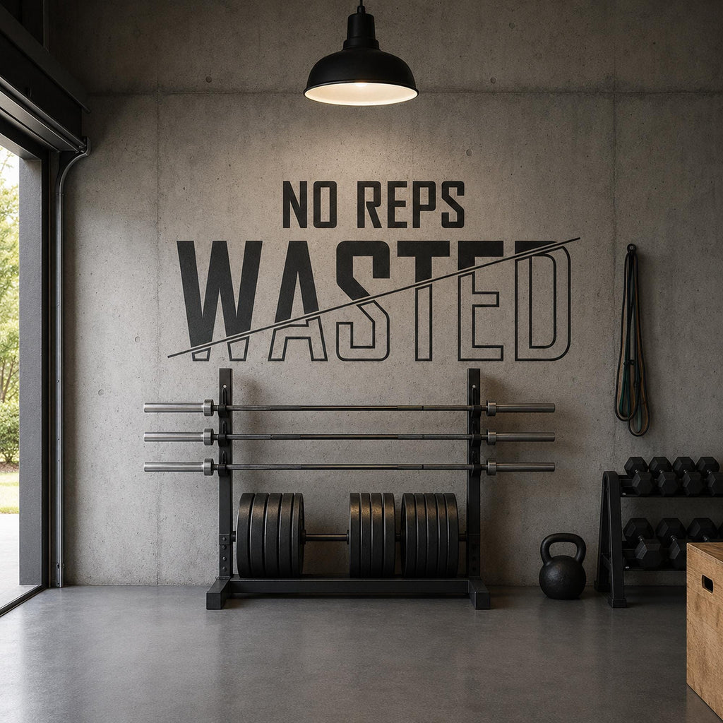 No Reps Wasted Wall Decal, Lift Heavy Gym Sign, Bodybuilding Wall Art, Basement and Garage Gym Vinyl Lettering