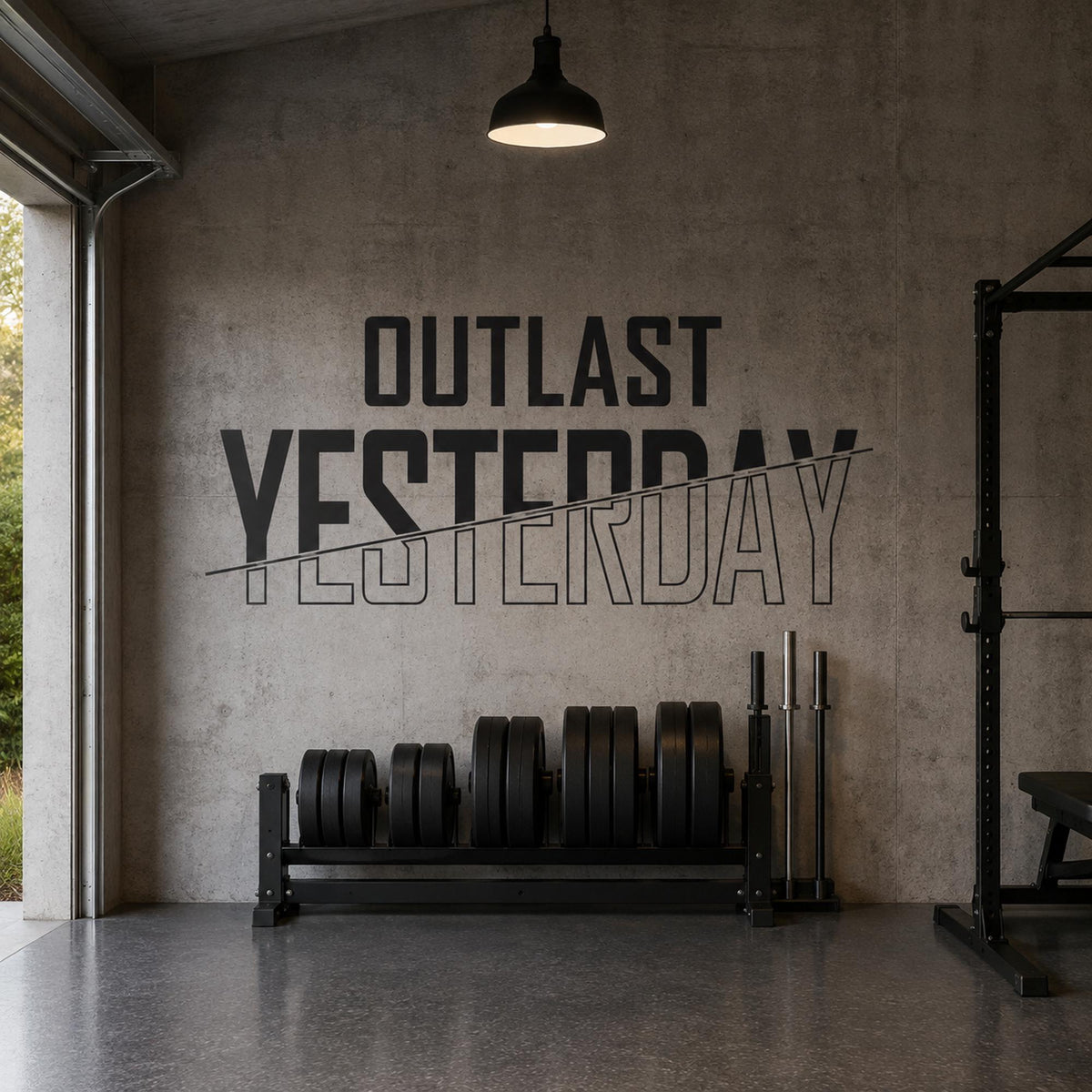 Outlast Yesterday Wall Decal, Self Improvement Gym Quote, Growth Mindset Fitness Wall Art, Home Gym Vinyl Lettering