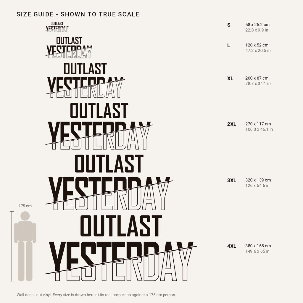 Outlast Yesterday Wall Decal, Self Improvement Gym Quote, Growth Mindset Fitness Wall Art, Home Gym Vinyl Lettering