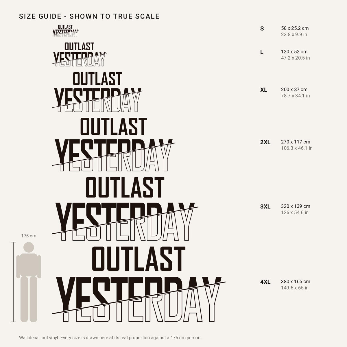 Outlast Yesterday Wall Decal, Self Improvement Gym Quote, Growth Mindset Fitness Wall Art, Home Gym Vinyl Lettering