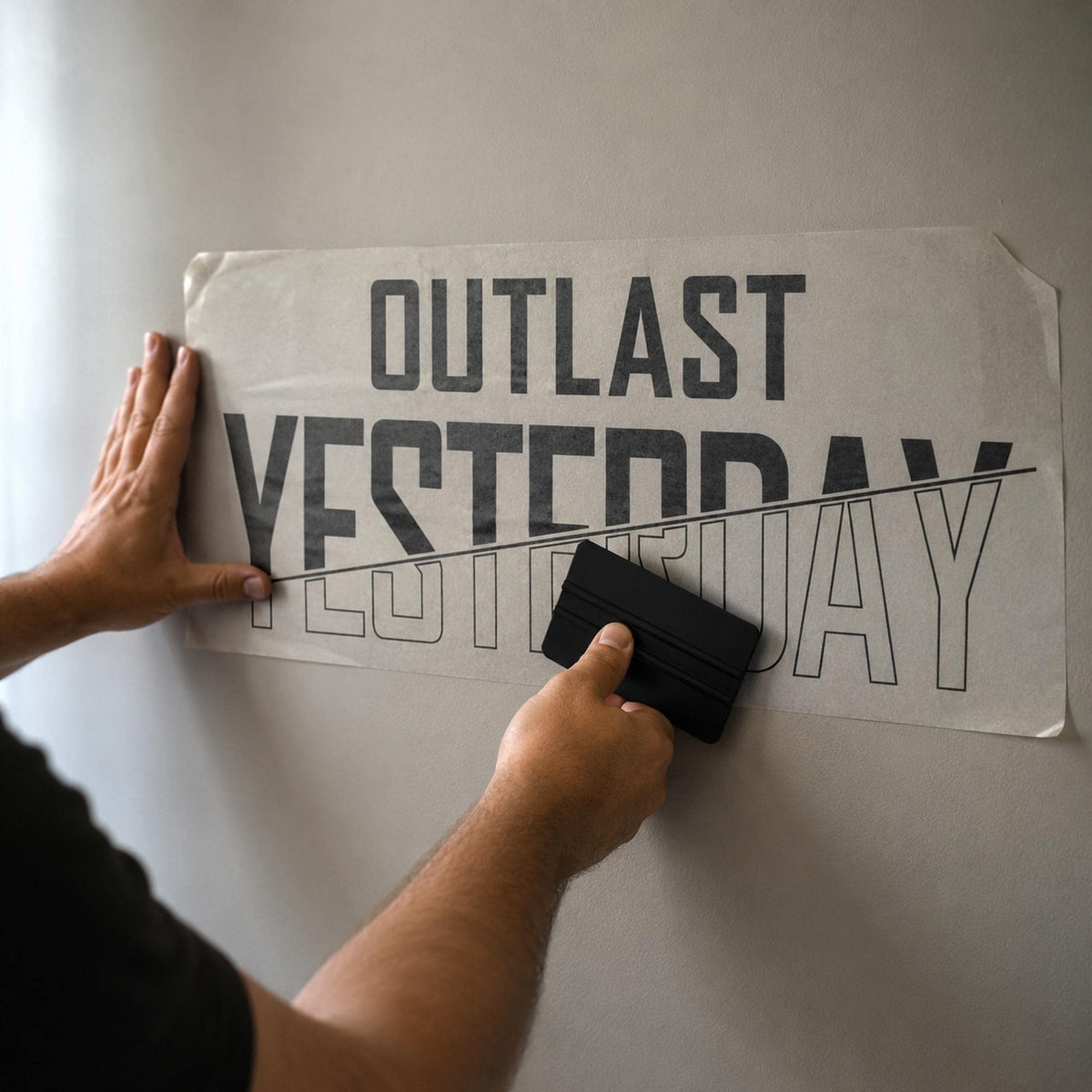 Outlast Yesterday Wall Decal, Self Improvement Gym Quote, Growth Mindset Fitness Wall Art, Home Gym Vinyl Lettering