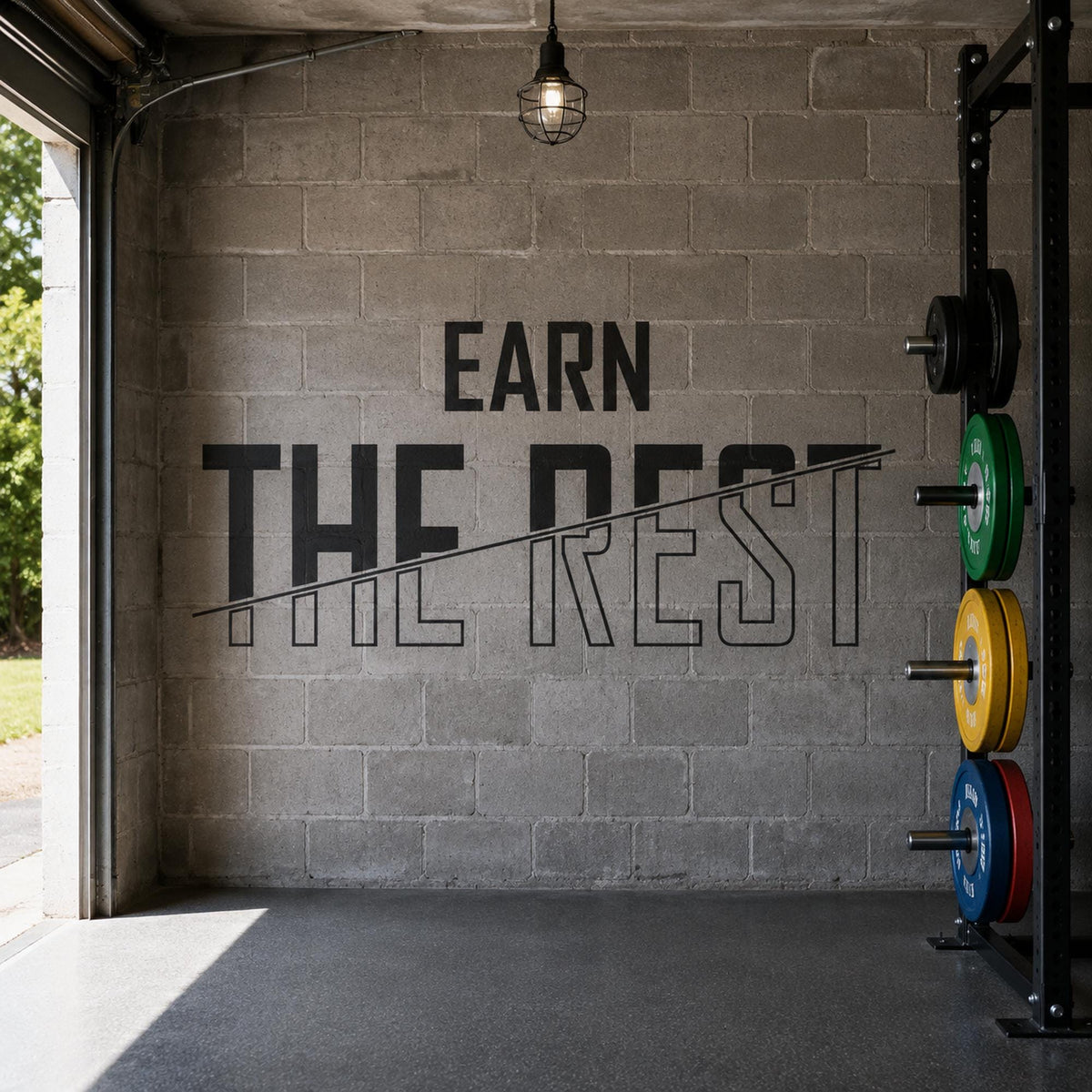 Earn The Rest Wall Decal, Hard Work Pays Off Gym Sign, Recovery Room Fitness Decor, Home Gym Vinyl Lettering