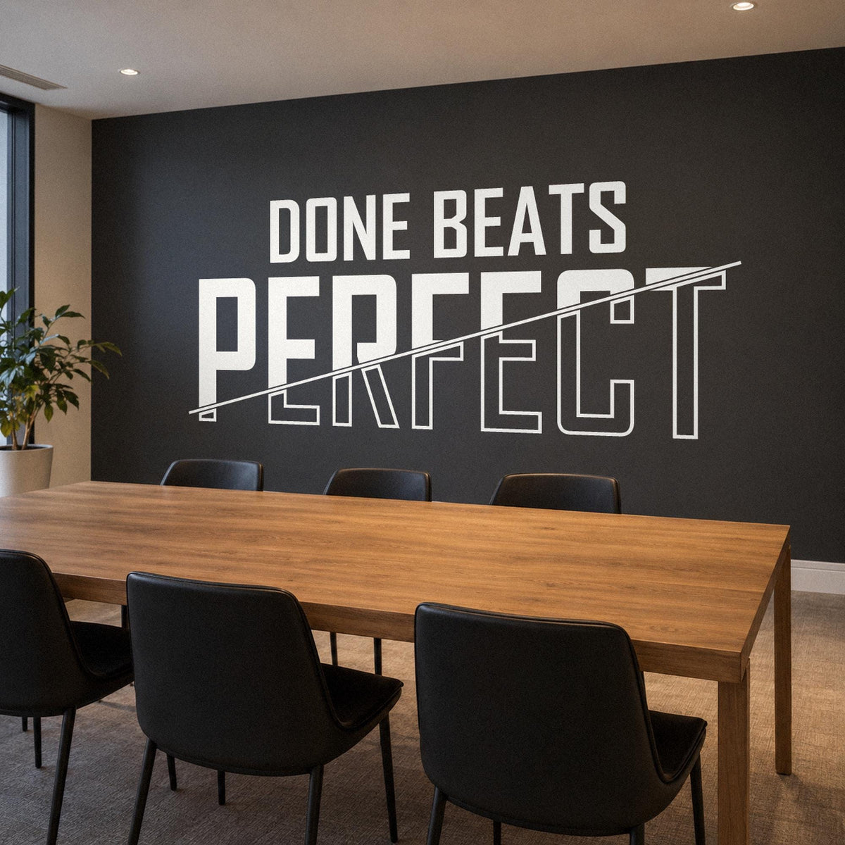 Done Beats Perfect Wall Decal, Motivational Wall Art for Office, Entrepreneur Office Sign, Startup Vinyl Lettering