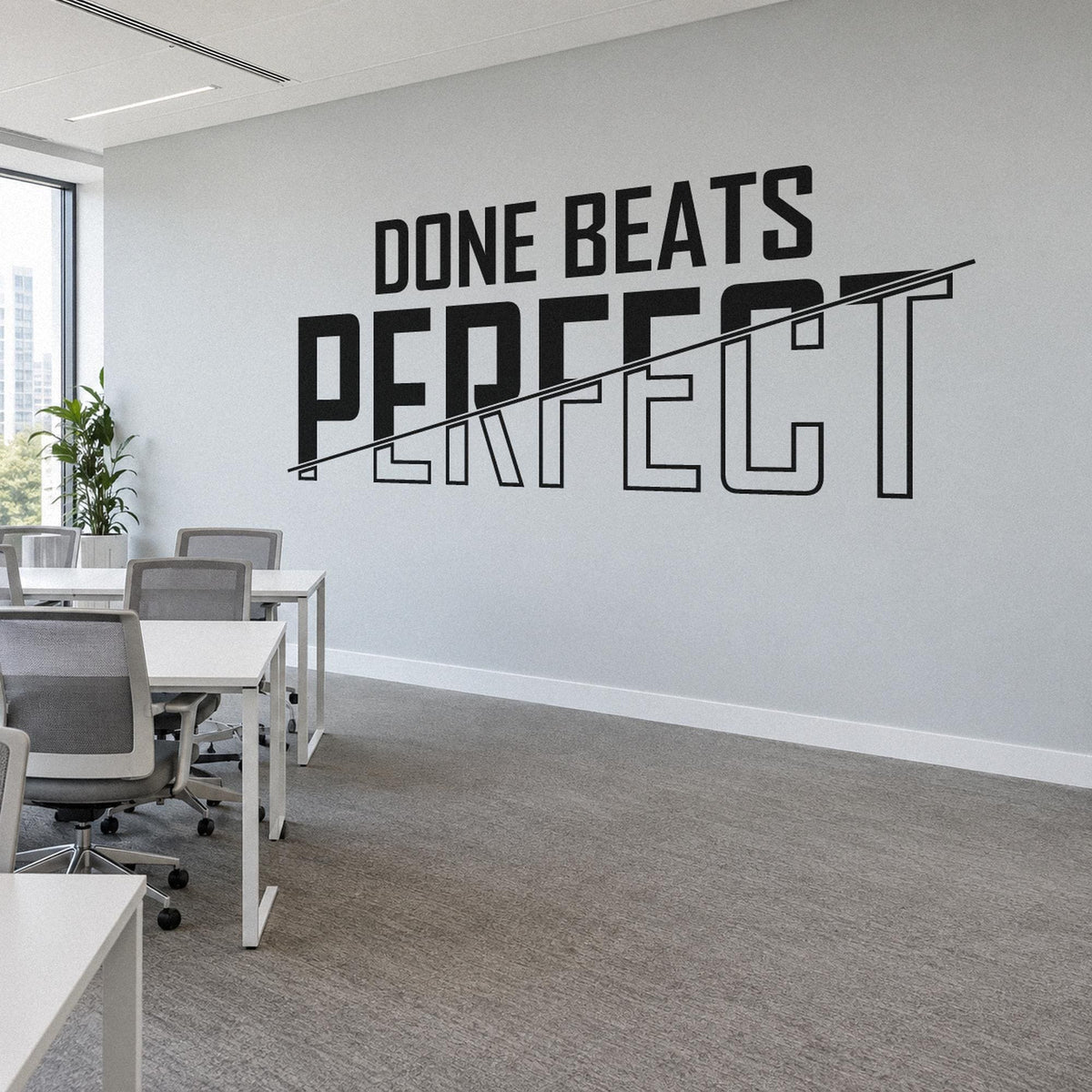 Done Beats Perfect Wall Decal, Motivational Wall Art for Office, Entrepreneur Office Sign, Startup Vinyl Lettering