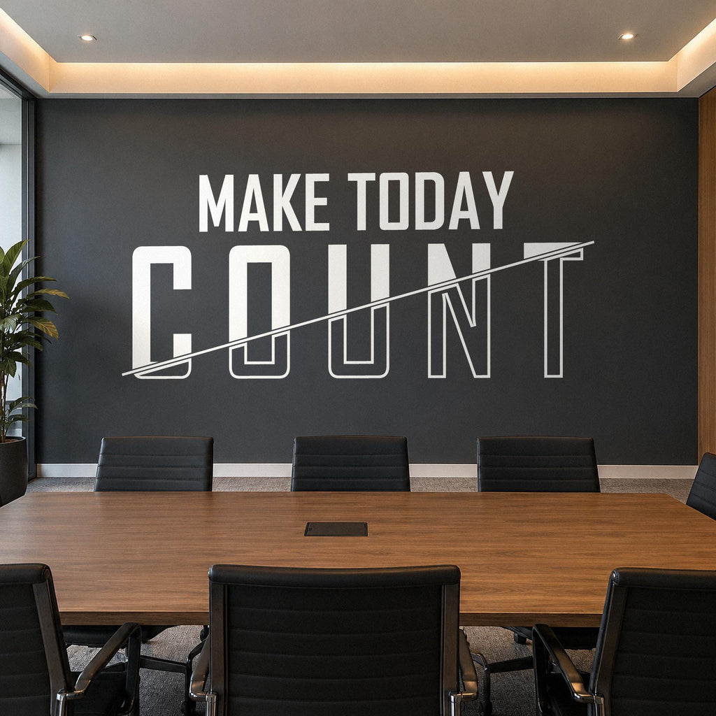 Make Today Count Wall Decal, Office Sign Vinyl Lettering, Motivational Wall Art, Home Office and Study Room Decor