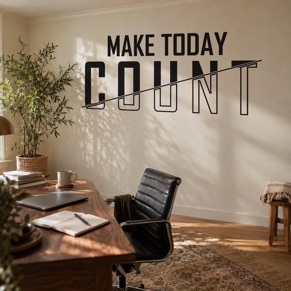 Make Today Count Wall Decal, Office Sign Vinyl Lettering, Motivational Wall Art, Home Office and Study Room Decor