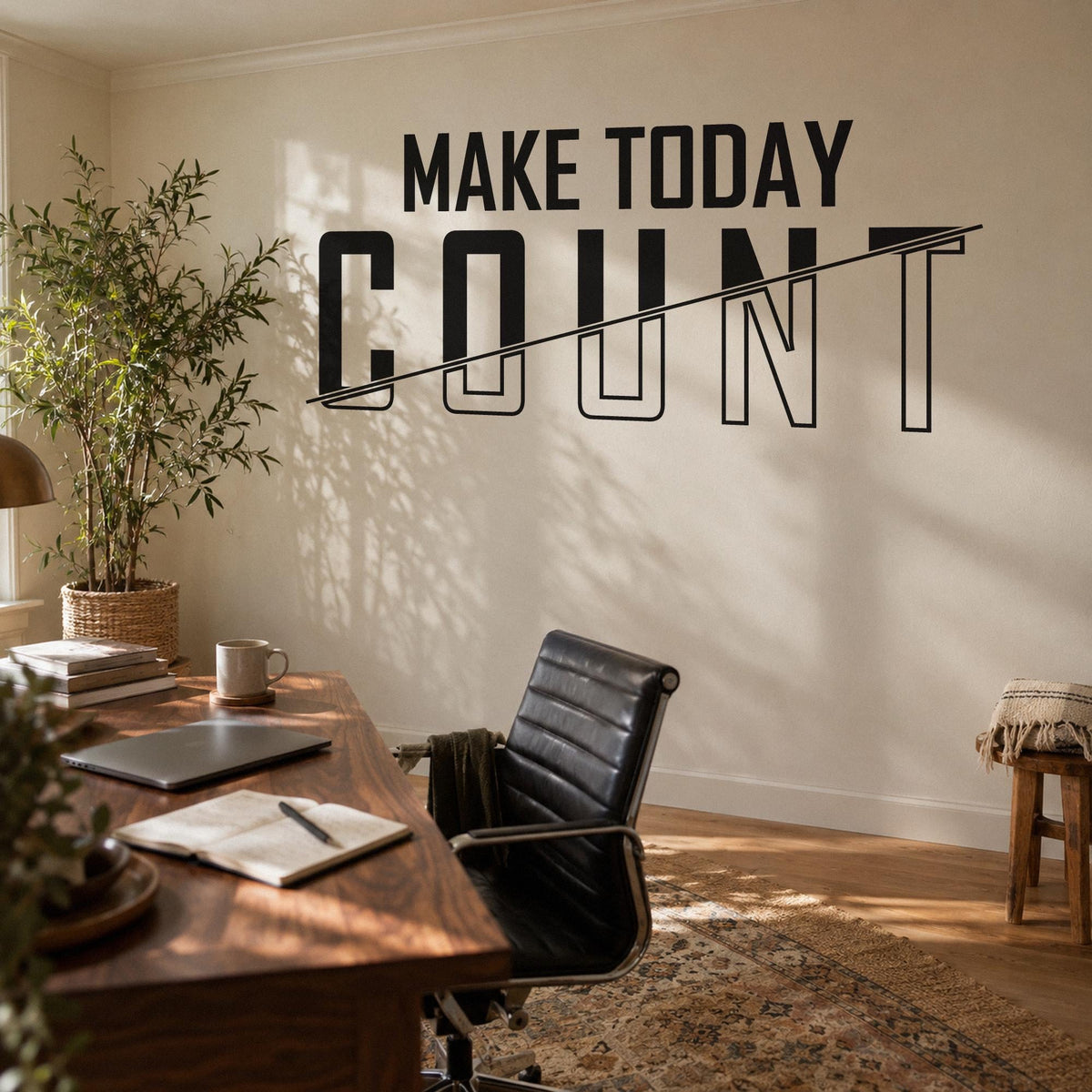 Make Today Count Wall Decal, Office Sign Vinyl Lettering, Motivational Wall Art, Home Office and Study Room Decor