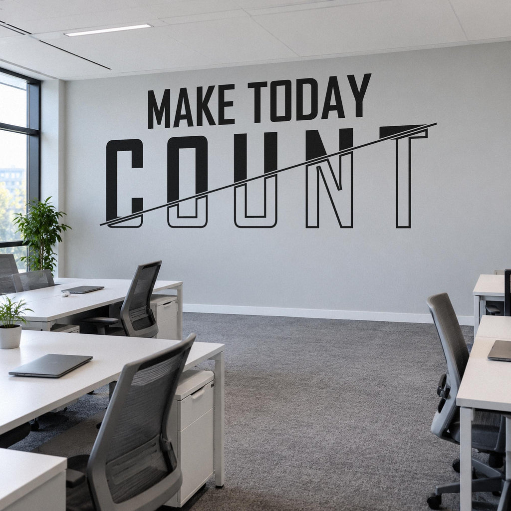 Make Today Count Wall Decal, Office Sign Vinyl Lettering, Motivational Wall Art, Home Office and Study Room Decor