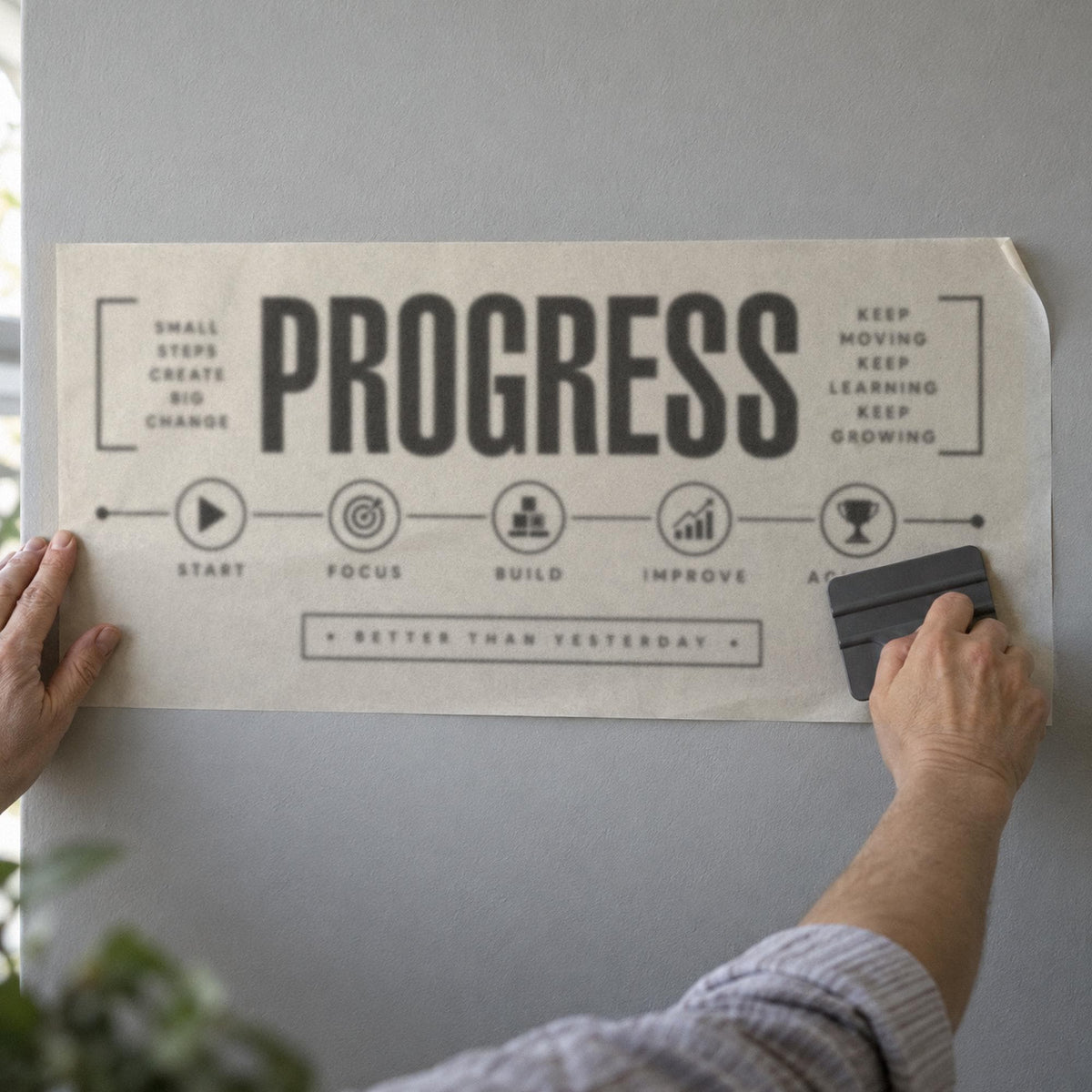 Gym Wall Decal Progress, Home Gym Wall Art, Motivational Timeline, Large Vinyl Lettering