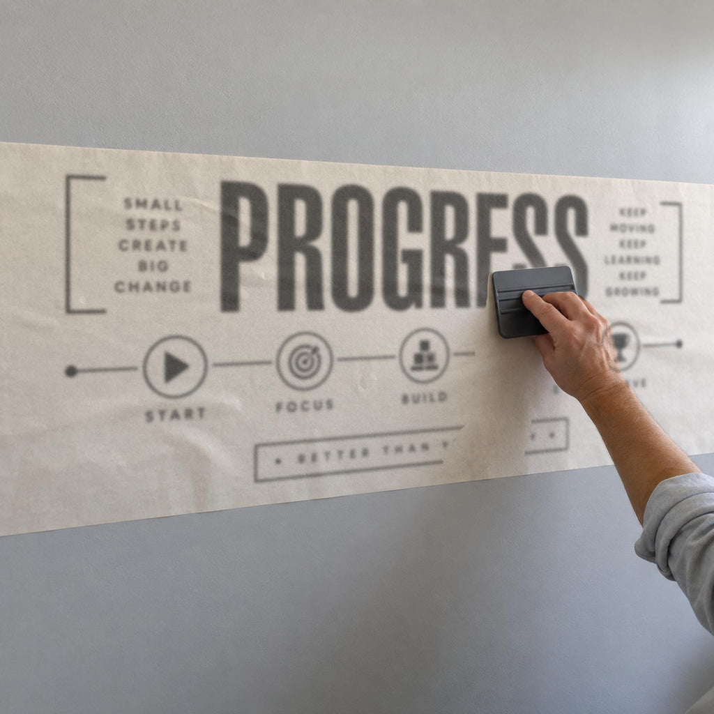 Office Wall Decal Progress, Home Office Wall Art, Motivational Timeline, Vinyl Lettering