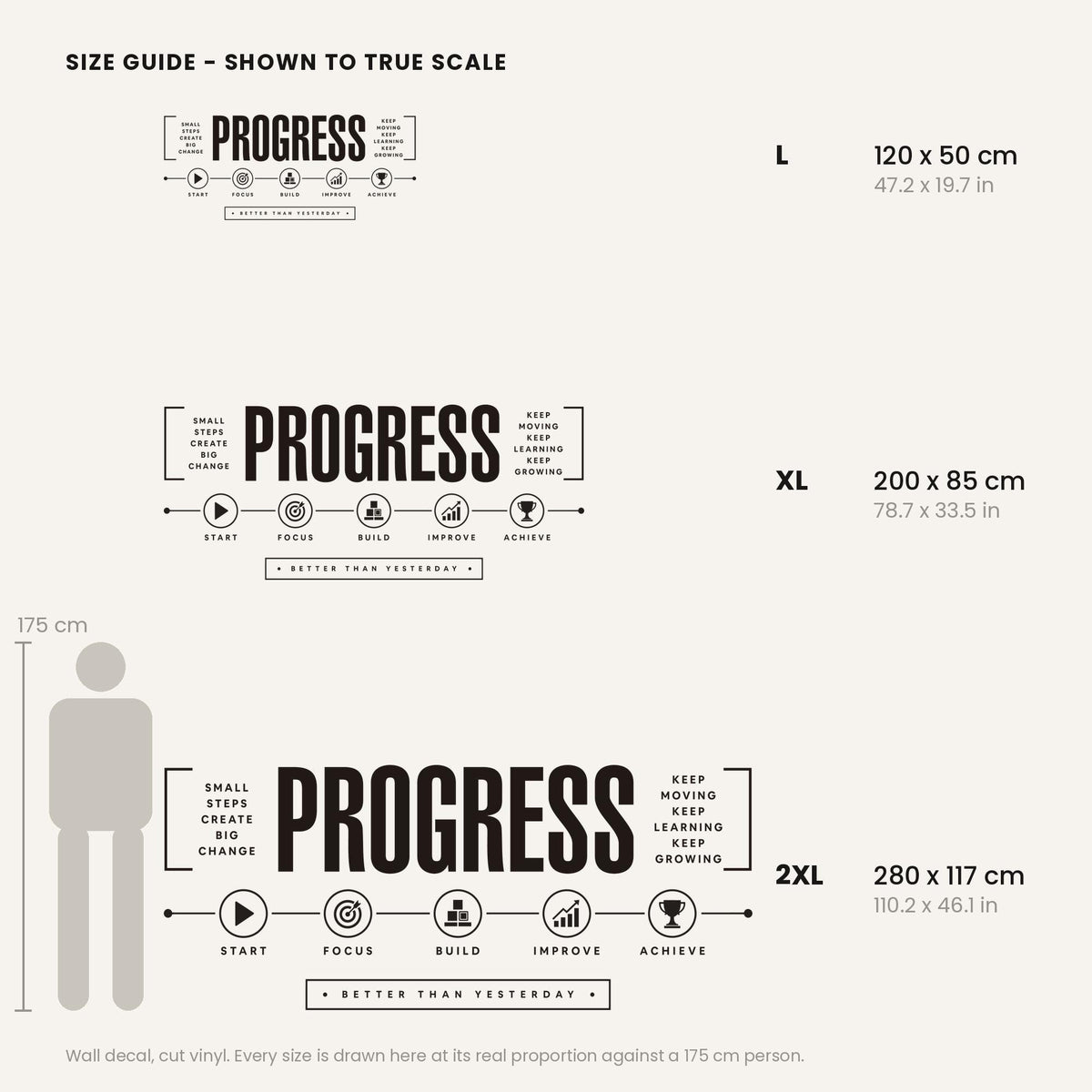 Gym Wall Decal Progress, Home Gym Wall Art, Motivational Timeline, Large Vinyl Lettering