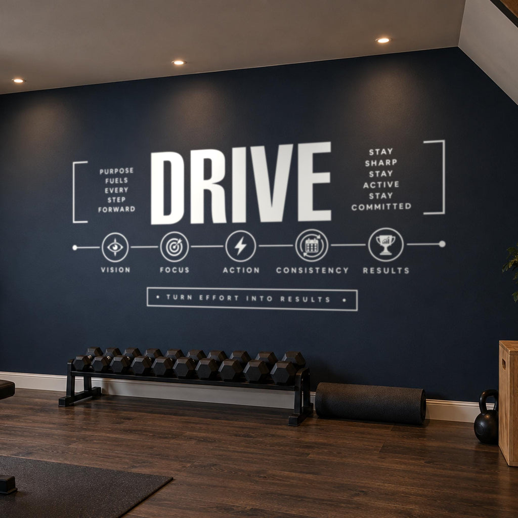 Gym Wall Decal Drive, Home Gym Wall Art, Motivational Timeline, Large Vinyl Lettering