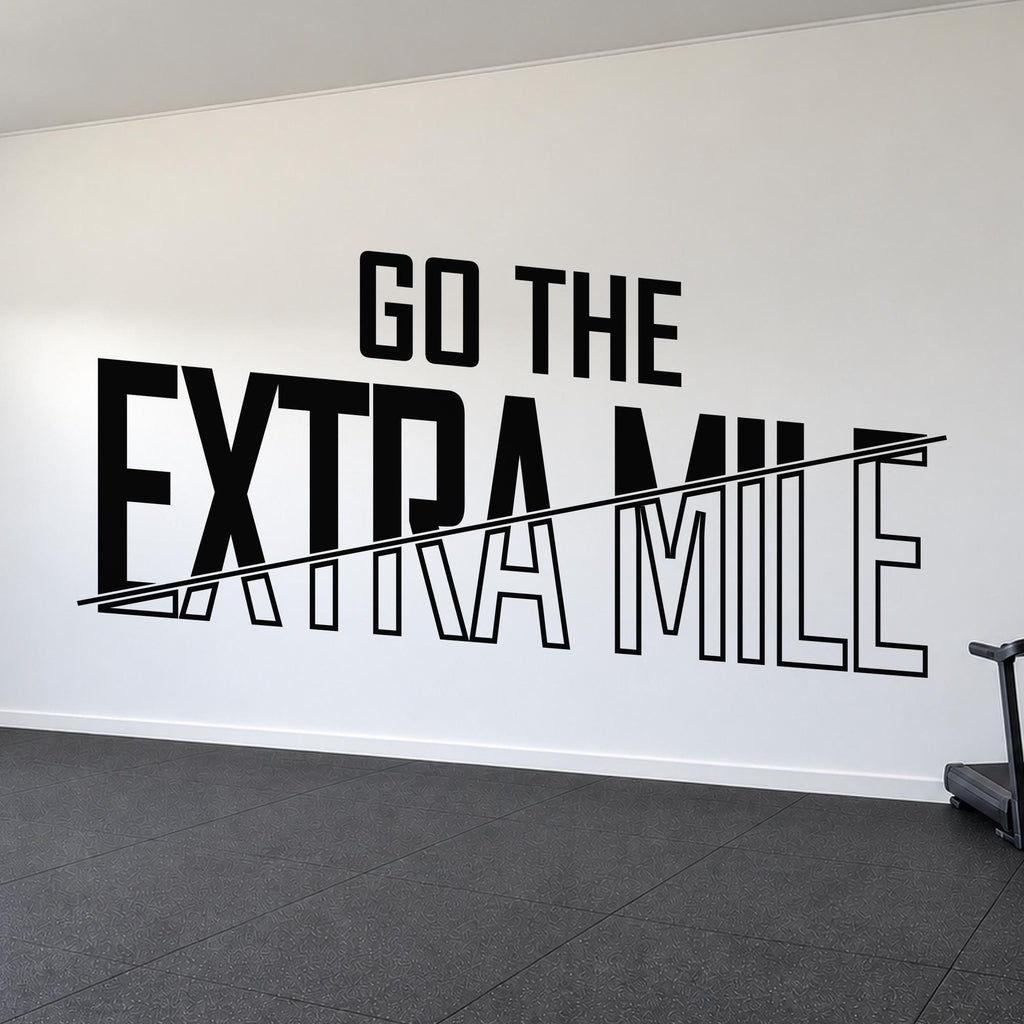 Go The Extra Mile Wall Decal, Motivational Gym Sign, Running and Fitness Wall Art, Athlete Gift Vinyl Lettering